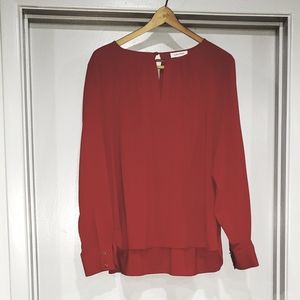 Calvin Clien 1X long sleeve dress tunic, deep red (blue undertones, not orangy).